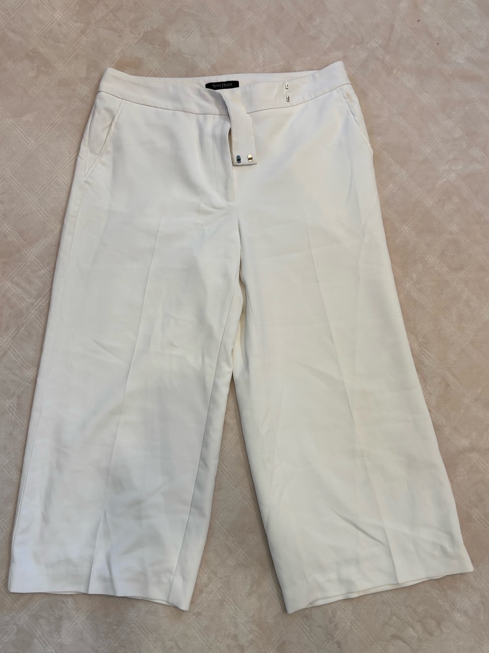 White House Black Market White Wide-Leg Cropped Pants